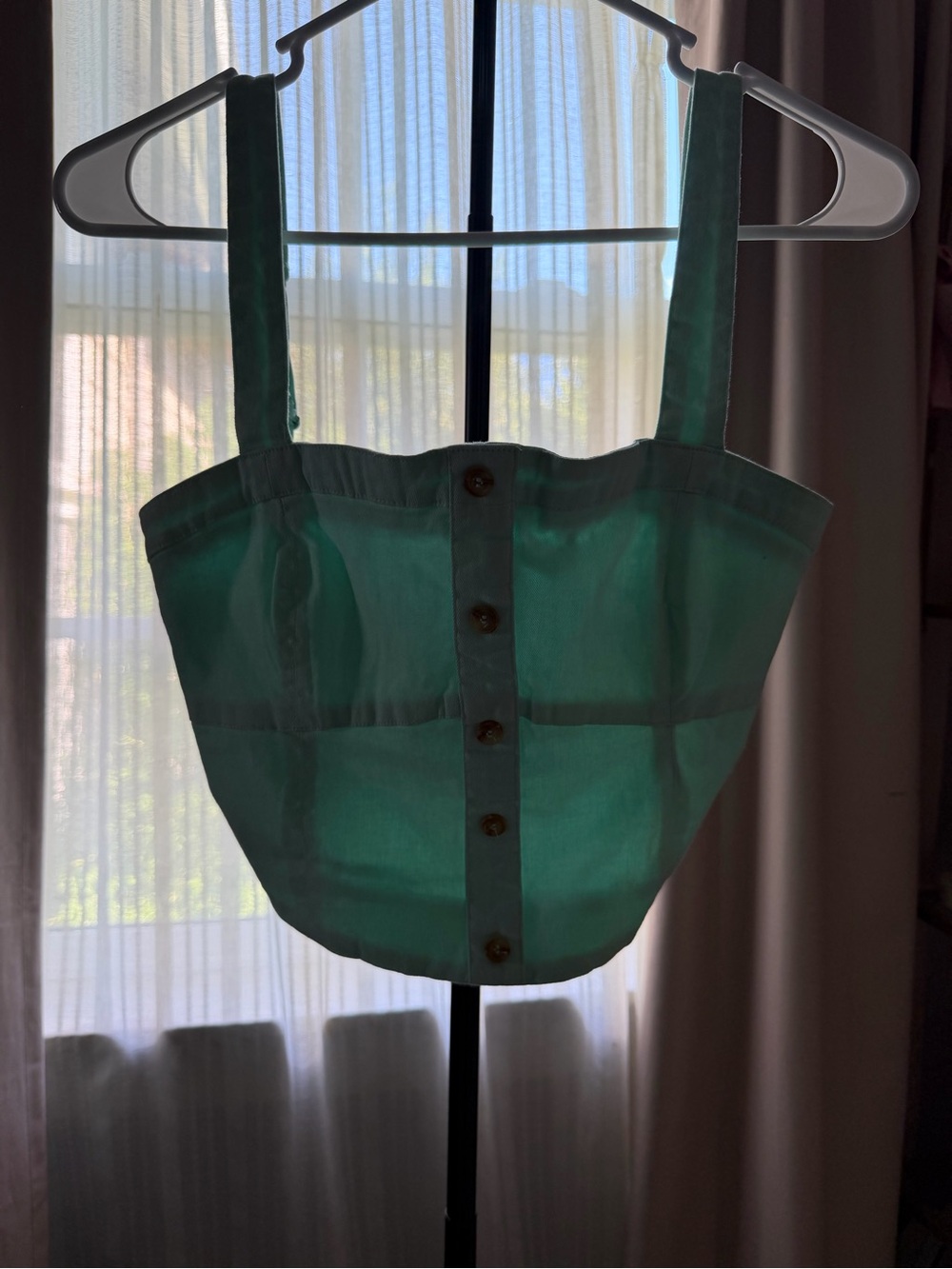 Green Women's Button-Front Canvas Tote Bag